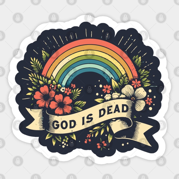 God Is Dead // Vintage Atheist Design Sticker by Trendsdk